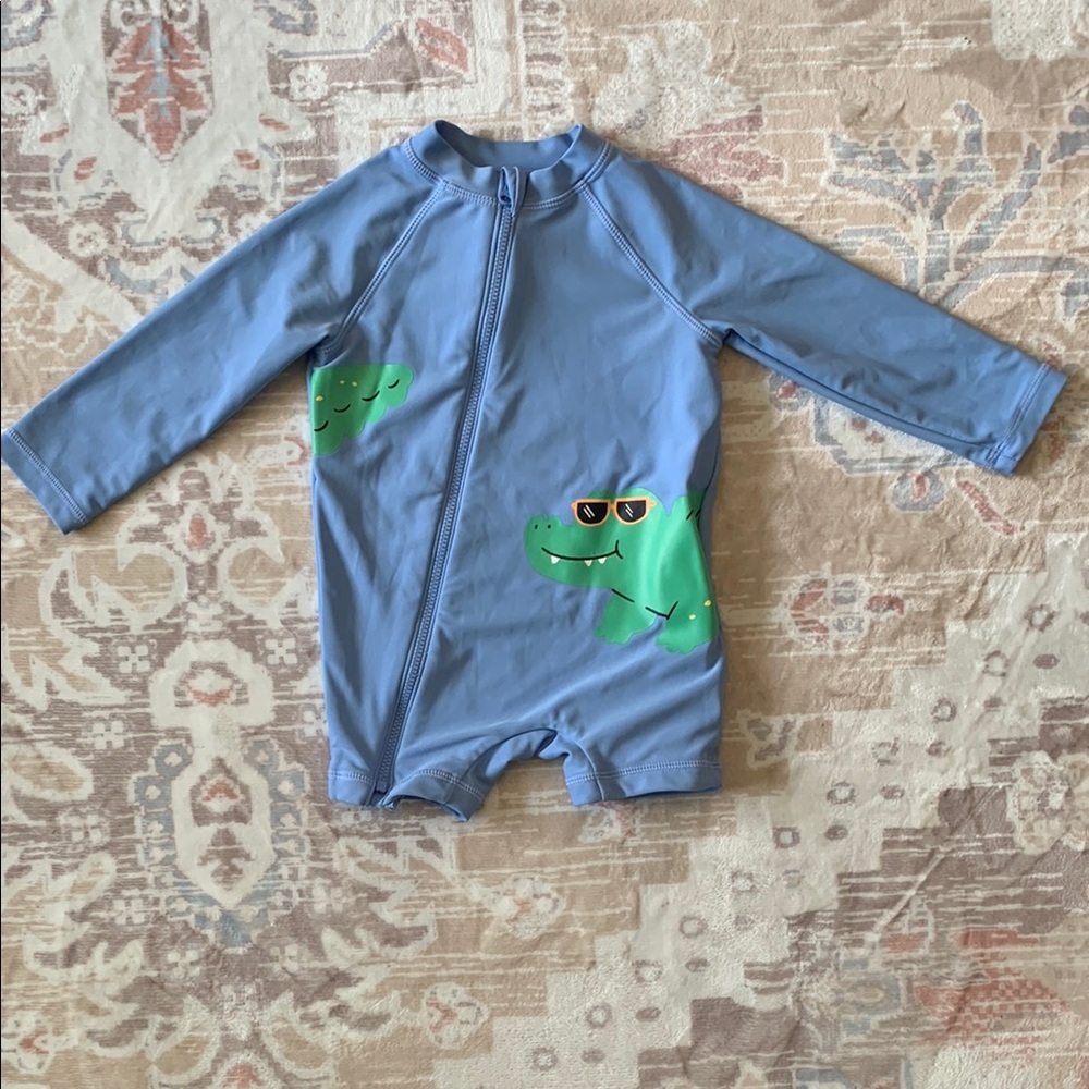 Joe Fresh Blue and Green Rashguard with Dinosaur Design